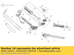 Aprilia AP8118567, Boulon en u du levier de gaz arrière, OEM: Aprilia AP8118567