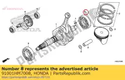 Here you can order the bearing, radial ball from Honda, with part number 91001HM7008: