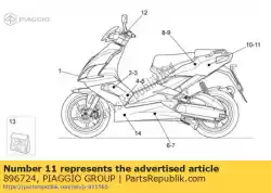 Here you can order the lh rear fairing dec. 50 from Piaggio Group, with part number 896724: