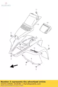 Suzuki 5314119A00 tuerca, guardabarros - Lado inferior