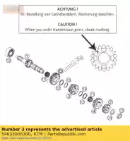 54633006300, KTM, sliding gear 3rd g. 19-t '462 ktm e egs exc mxc six sx sxs 250 300 360 380 1994 1996 1997 1998 1999 2000 2001 2002 2003, New