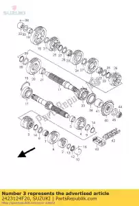 Suzuki 2423124F20 versnelling, 3e en 4e - Onderkant