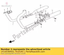 Here you can order the pipe,exhaust,l. From Suzuki, with part number 1416038A02: