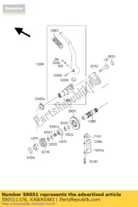 Kawasaki 590511376 dente de engrenagem - Lado inferior