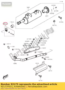 kawasaki 92173Y021 abrazadera, silenciador kvf300ccf - Lado inferior