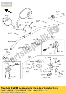 Kawasaki 560010198 espelho-assy, ??lh - Lado inferior