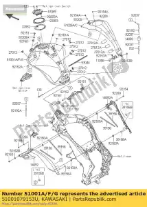 Kawasaki 51001079153U tank-comp-fuel, m.m.gra - Dół