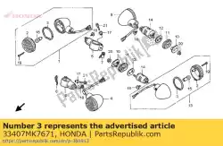 Ici, vous pouvez commander le emballage, lentille de clignotant auprès de Honda , avec le numéro de pièce 33407MK7671: