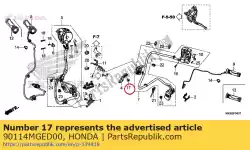 Here you can order the bolt, special, 6x15 from Honda, with part number 90114MGED00: