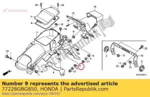 Honda 77228GBG850 goma, cerradura del asiento - Lado inferior
