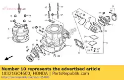gewricht, ex. Pijp van Honda, met onderdeel nummer 18321GC4600, bestel je hier online: