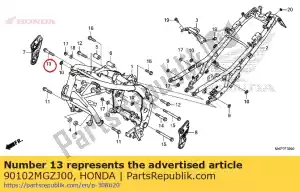 Honda 90102MGZJ00 bout, flens, 10x65 - Onderkant