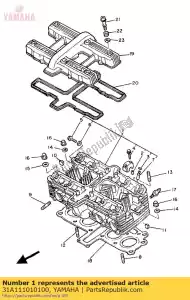 Yamaha 31A111010100 conjunto de cabeça de cilindro - Lado inferior