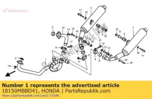 Honda 18150MBBD41 comp. tubo, ex. - Lado inferior