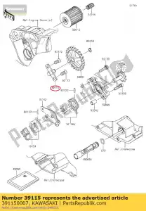 Kawasaki 391150007 eixo-tensor, bomba de óleo kx250-n1 - Lado inferior