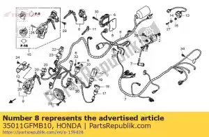 honda 35011GFMB10 conjunto de obturador, chave - Lado inferior