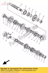 Here you can order the gear, 6th pinion from Yamaha, with part number 3BN171610200: