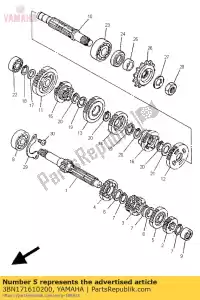 yamaha 3BN171610200 gear, 6th pinion - Bottom side