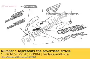 honda 17526MCWD60ZB marca, r. tanque de combustível * tipo2 * (tipo2) - Lado inferior