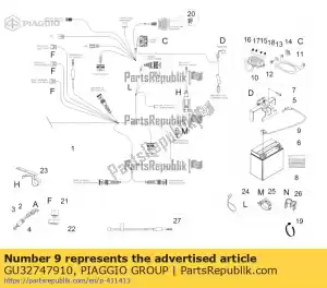 Piaggio Group GU32747910 przewód uziemienia akumulatora - Dół