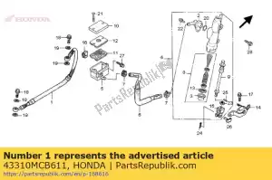 Honda 43310MCB611 comp. mangueira, rr. freio - Lado inferior