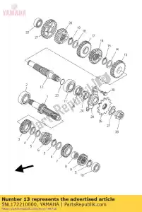 yamaha 5NL172210000 engrenagem, 2ª roda - Lado inferior