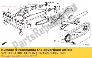 honda 52101K94T00 perno, pivote del basculante - Lado inferior