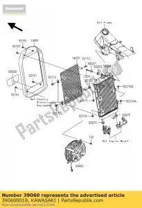 Kawasaki 390600018 radiator - Onderkant