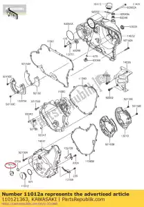 Kawasaki 110121363 tapa, marca superior - Lado inferior