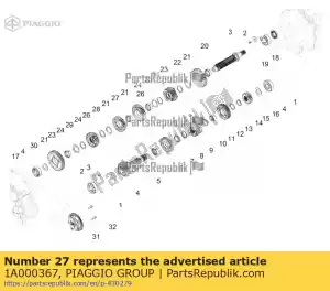 Piaggio Group 1A000367 engranaje de tercera velocidad z = 28 - Lado inferior