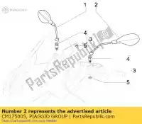 CM175005, Piaggio Group, lh achteruitkijkspiegel aprilia gilera  nexus sr sr max zapm3560, zd4m3560 zd4m357, zapm357 125 250 300 500 2007 2008 2009 2011 2016 2017, Nieuw