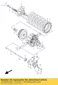 suzuki 2320001D00 conjunto de tornillo, embrague - Lado inferior