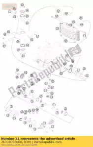 ktm 76338050000 conector de línea de aceite - Lado inferior