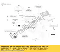 1B001417, Piaggio Group, samoprzylepna tabliczka znamionowa abs-asr vespa gts rp8md3100, rp8md3101 vespa gts zapm4520, rp8m45710,  zapm45200, zapm45202 zapm45300, zapm45301 zapm459l zapm459l, zapma39l zapma3300 zapma3301, rp8m4581, rp8m45711, rp8m45715, rp8m45712, rp8m45717, rp8m45716, rpbm45842, rp8m45713, rp8m45721, rp8, Nowy