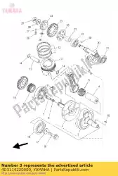 Ici, vous pouvez commander le manivelle 2 auprès de Yamaha , avec le numéro de pièce 4D3114220000: