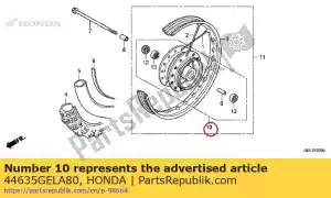 Honda 44635GELA80 hub subconjunto, fr - Lado inferior