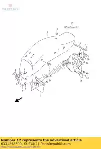 Suzuki 6331248E00 kussen, achter fe - Onderkant