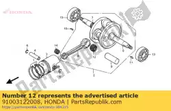 Here you can order the bearing, connecting rod big end (ntn)(white) from Honda, with part number 91003122008: