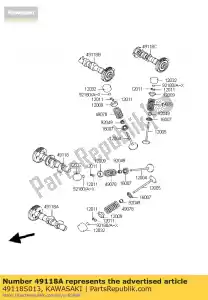 Kawasaki 49118S013 árbol de levas-comp, escape fr - Lado inferior