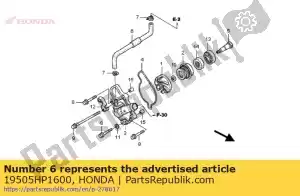 Honda 19505HP1600 mangueira, água - Lado inferior
