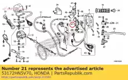 Aqui você pode pedir o suporte, alavanca de freio em Honda , com o número da peça 53172HN5V70: