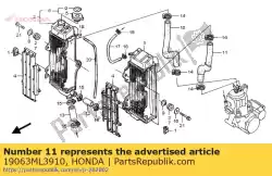 Ici, vous pouvez commander le tuyau b, eau auprès de Honda , avec le numéro de pièce 19063ML3910: