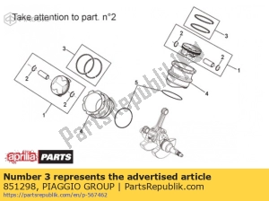 aprilia 851298 piston rings set d76 - Bottom side