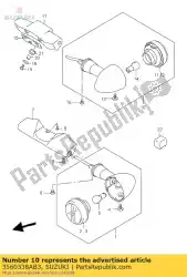 lamp assy, ?? Draait van Suzuki, met onderdeel nummer 3560338AB3, bestel je hier online: