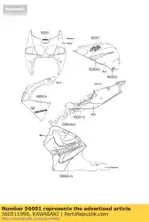 Here you can order the mark,upp cowling,kawa from Kawasaki, with part number 560511998: