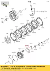 Aquí puede pedir 01 soporte, muelle de embrague de Kawasaki , con el número de pieza 132800936: