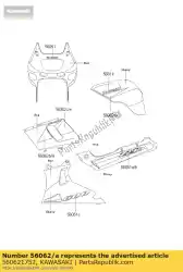 patroon, brandstoftank, rechts van Kawasaki, met onderdeel nummer 560621752, bestel je hier online: