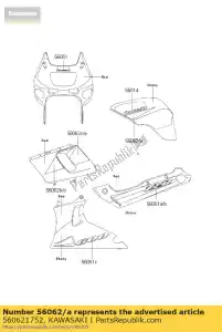 Kawasaki 560621752 patroon, brandstoftank, rechts - Onderkant