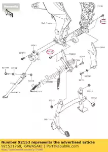 Kawasaki 921531768 bout, met flens, 8x25 - Onderkant