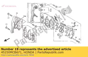 Honda 45250MCB671 pinza subconjunto., r. fr. - Lado inferior